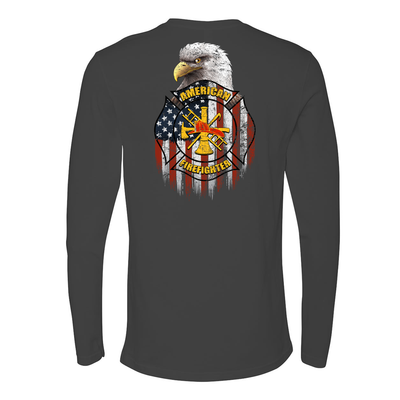 American Firefighter Premium Long Sleeve Shirt in Grey