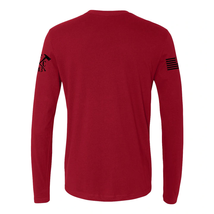 Back view of firefighter long sleeve in cardinal red color - firefighter clothing