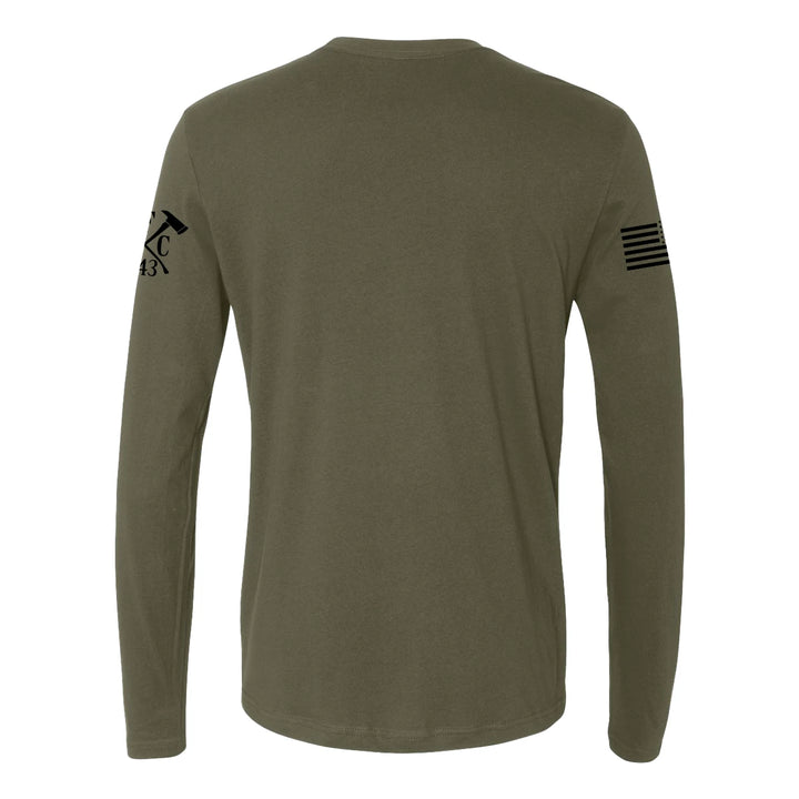 Back view of firefighter long sleeve in military green color - firefighter clothing