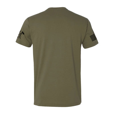 Back view of firefighter T-Shirt in military green color - firefighter clothing