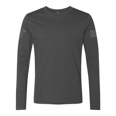 Front view of firefighter long sleeves in heavy metal color, simple and minimalist style