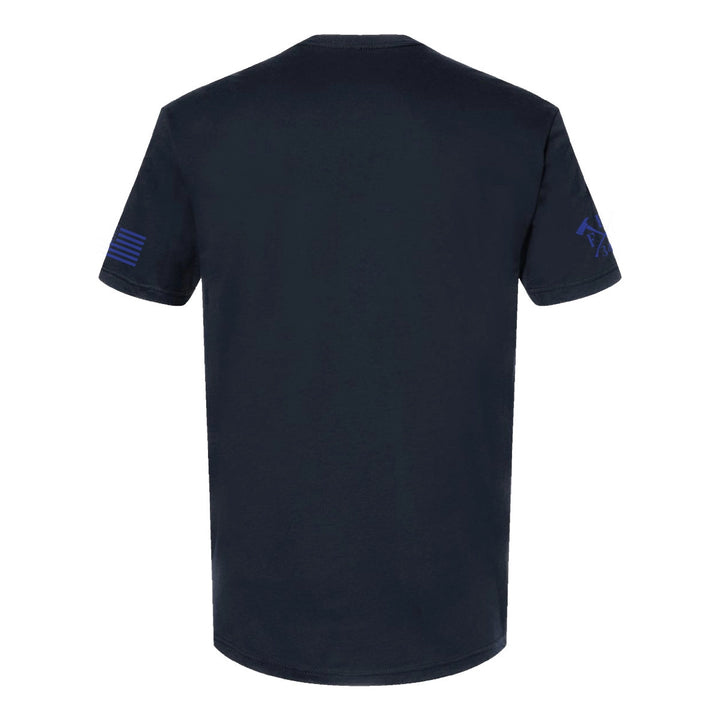 Back view of firefighter T-Shirt in color navy