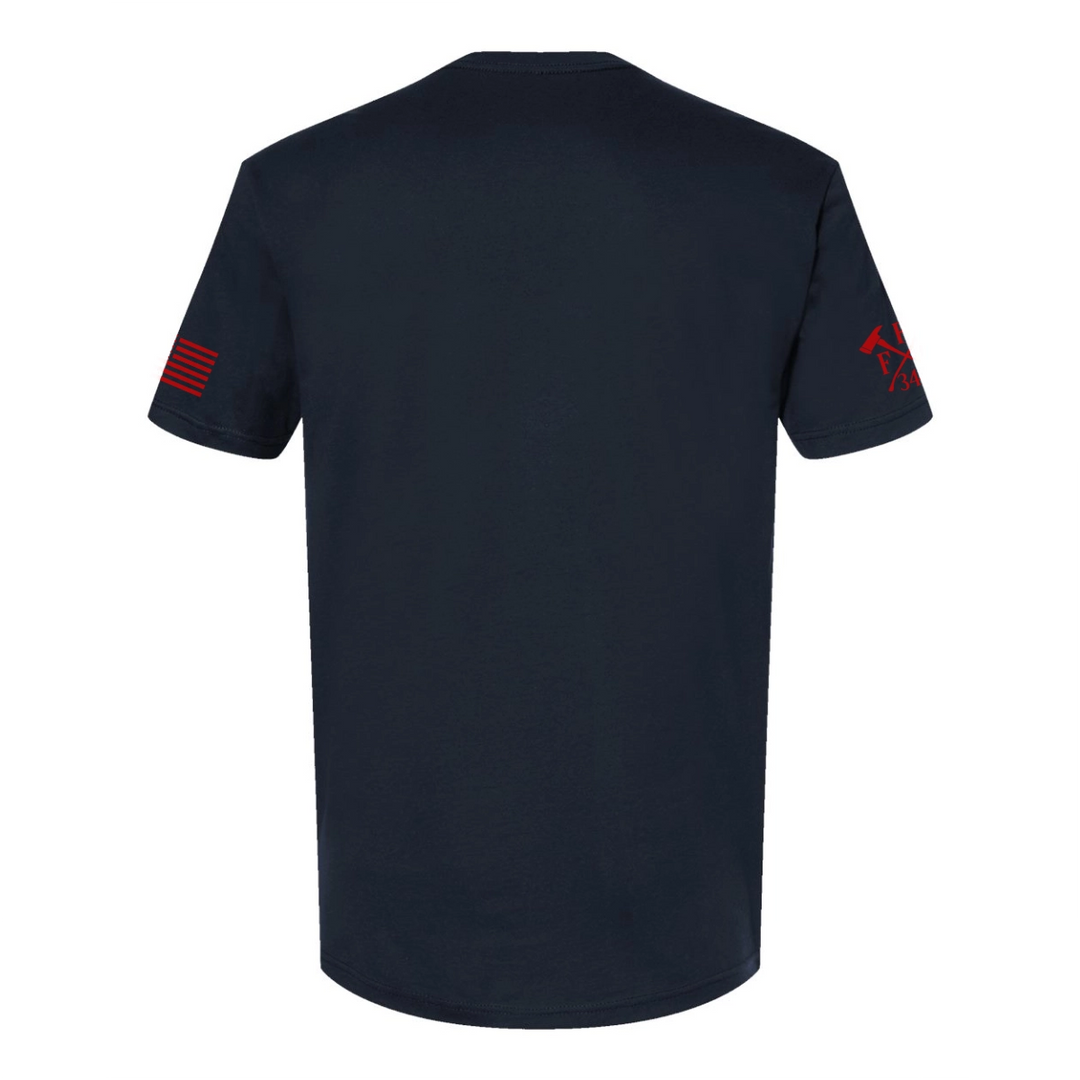 Back view of firefighter T-Shirt in navy color