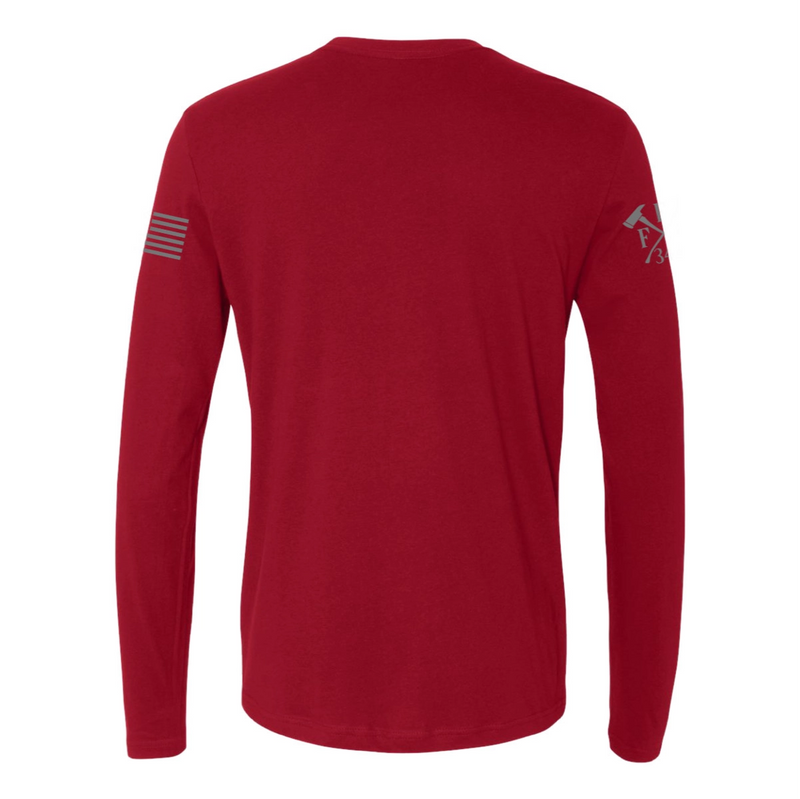 Back view of firefighter long sleeves in cardinal red color