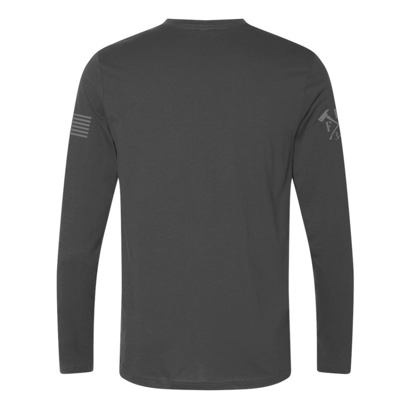 Back view of firefighter long sleeves in heavy metal color