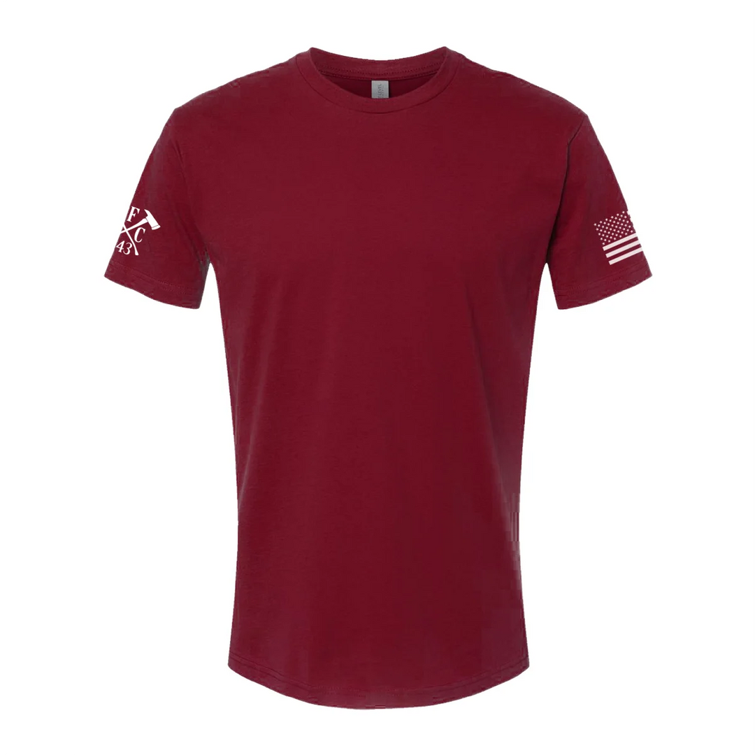 Front view of firefighter T-Shirt in cardinal red color