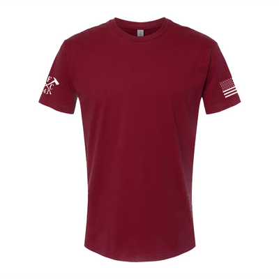 Front view of firefighter T-Shirt in cardinal red color