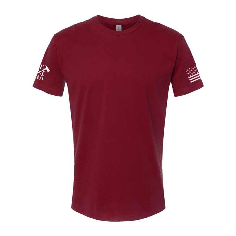 Front view of firefighter T-Shirt in cardinal red color