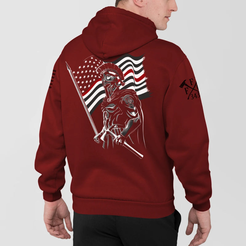 FFC 343 firefighter hoodie with Spartan back print