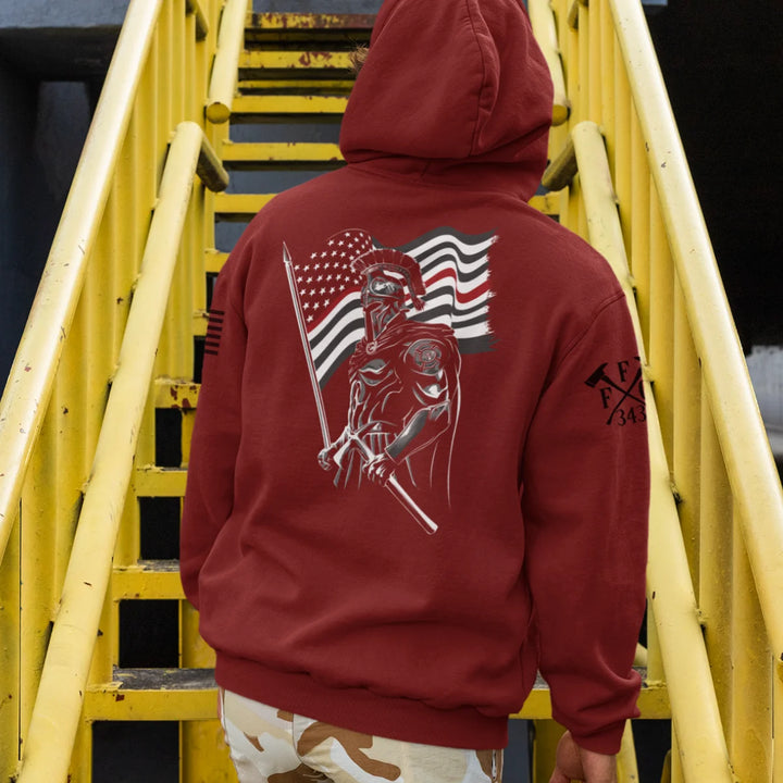 Patriotic firefighter hoodie with Spartan and USA flag