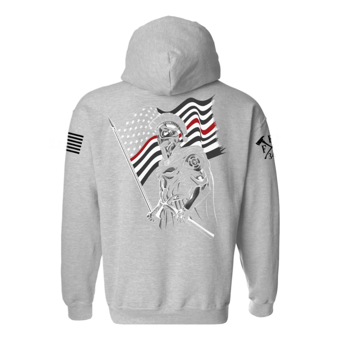 Firefighter hoodie with FFC 343 logo and USA flag