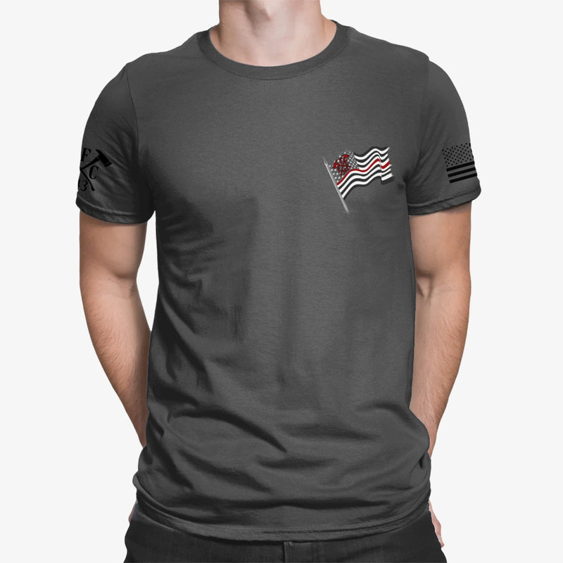 Spartan firefighter T-shirt with USA flag and red line