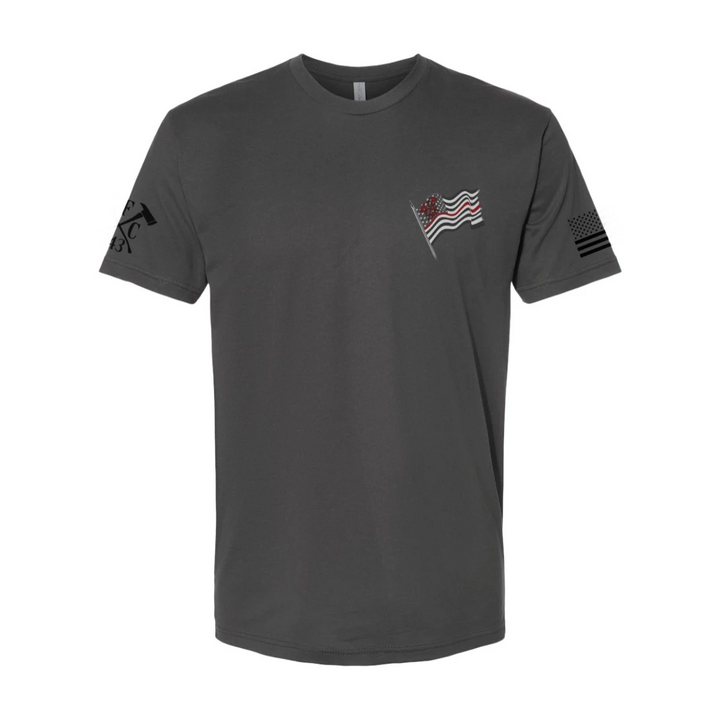 FFC 343 logo firefighter T-shirt with thin red line flag