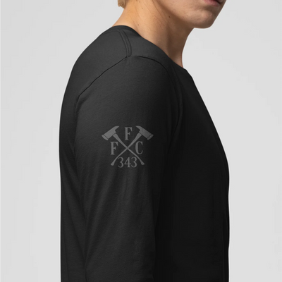 Right side view of a firefighter long sleeves with the FFC 343 logo.