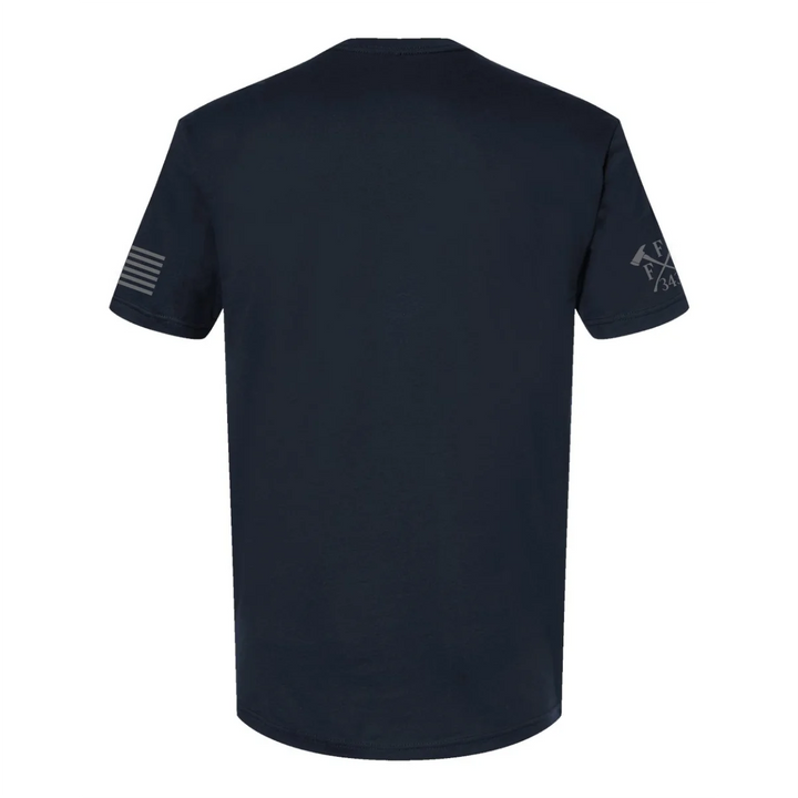 Back view of a firefighter T-Shirt in navy color