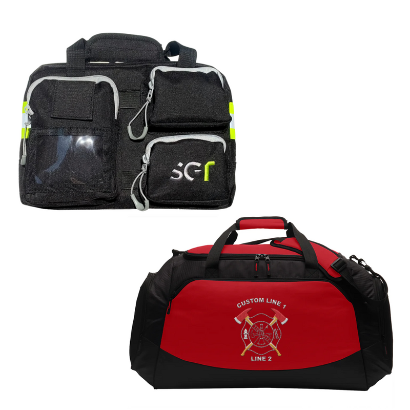 Medium Duffle Bag and Ready Bag Firefighter Gift Bundle