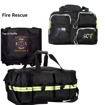XL Duffle Bag and Toiletry Bag Bundle with Fire Rescue Embroidery