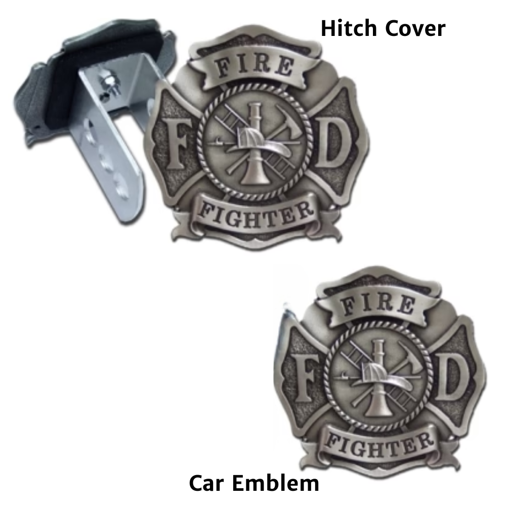 Firefighter Hitch Cover & Car Emblem Bundle