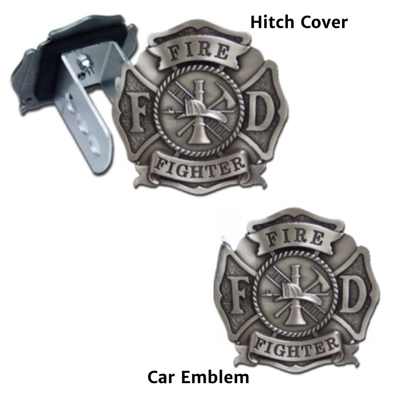 Firefighter Hitch Cover & Car Emblem Bundle