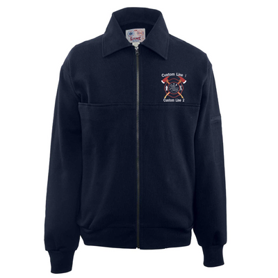 Game Sportswear Full Zip Job Shirt with Firefighter Crossed Axes Embroidery