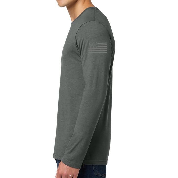 Left sleeve view of charcoal 343 Skyline Long Sleeve T-Shirt #color_charcoal