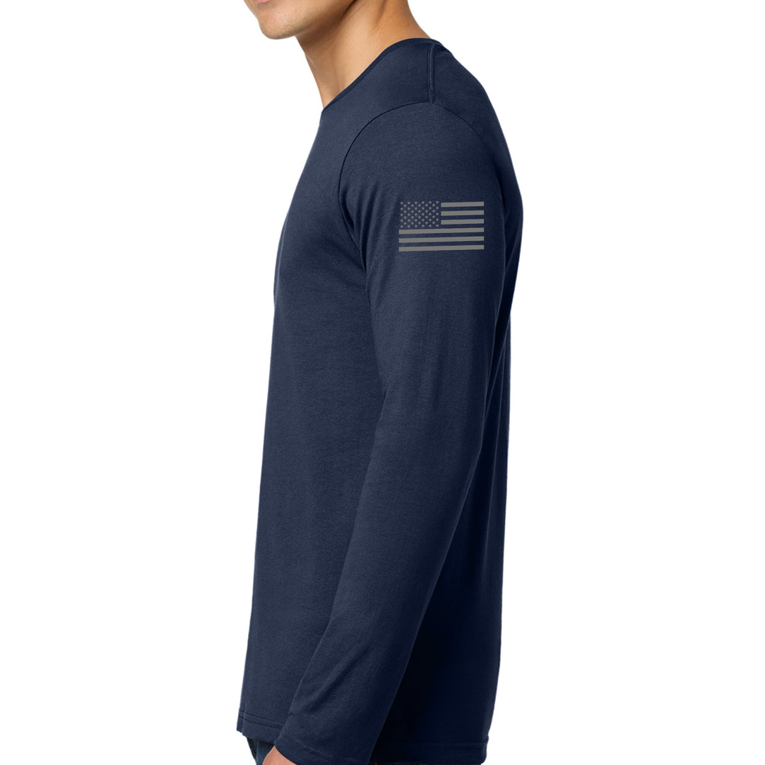 Left sleeve view of navy 343 Skyline Long Sleeve T-Shirt #color_navy