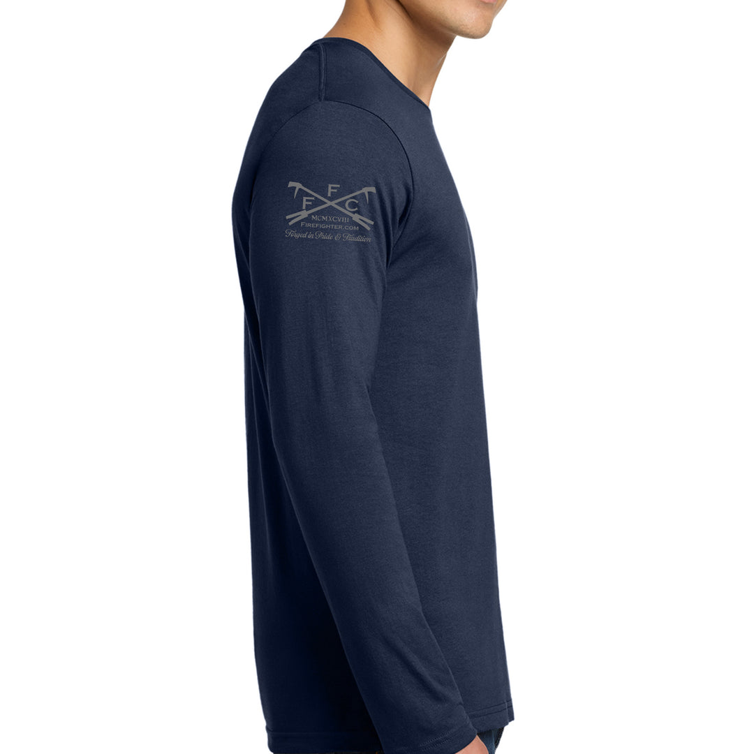 Right sleeve view of navy 343 Skyline Long Sleeve T-Shirt #color_navy