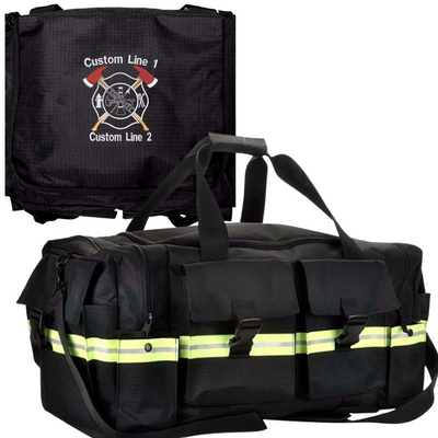 Customized Crossed Axe Maltese X-Large Black Duffle Bag for Firefighters