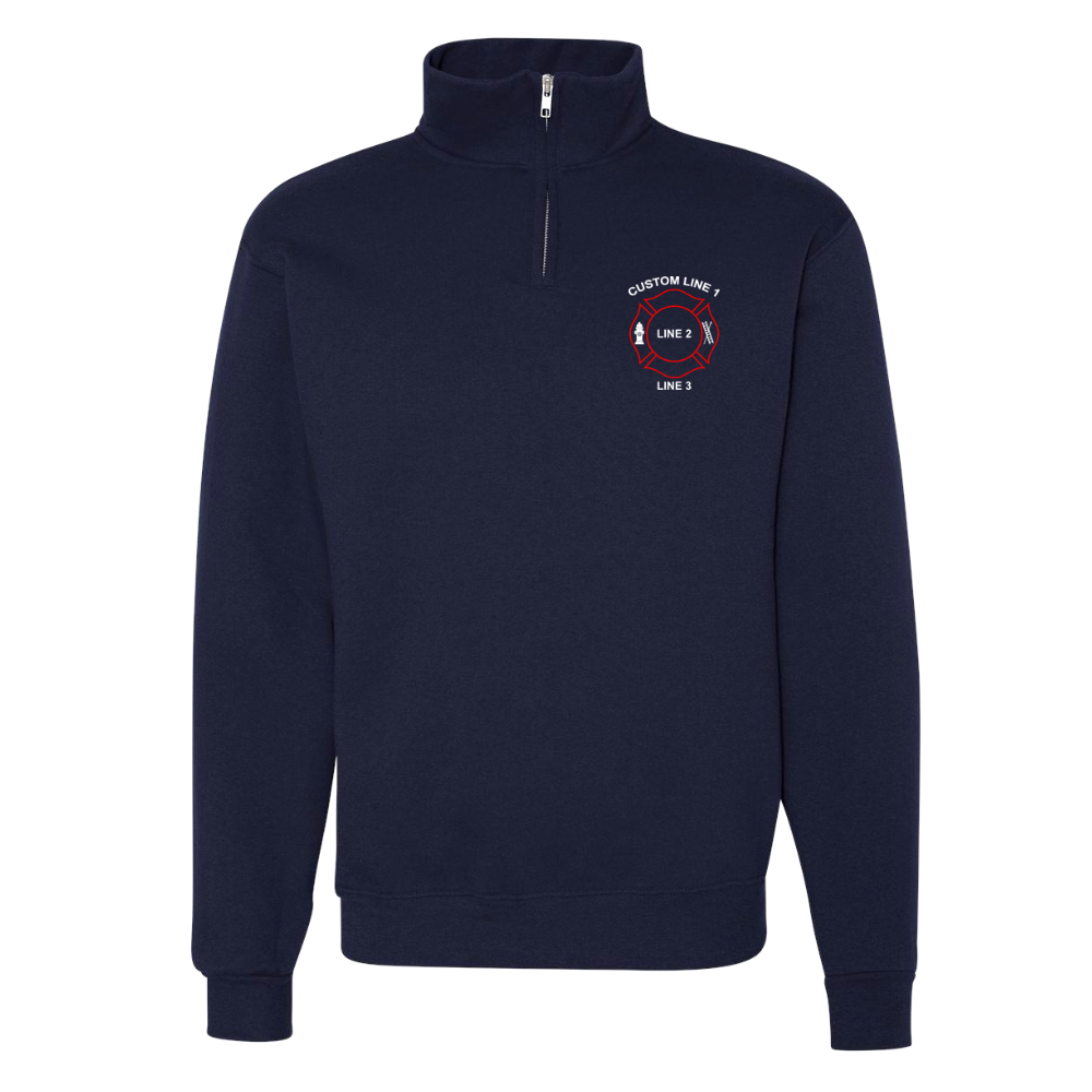 Customized Firefighter Maltese Quarter Zip Pull Over in Navy