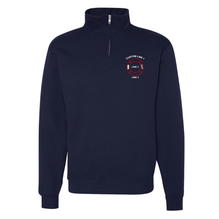 Customized Firefighter Maltese Quarter Zip Pull Over in Navy