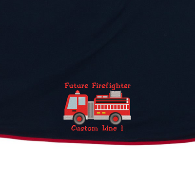  Future Firefighter Customized Baby Blanket in Navy and Red