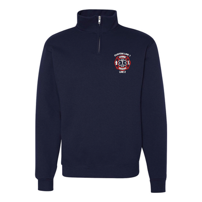 Fire Rescue Customized Embroidered Quarter Zip Pullover  for Firefighters in Navy