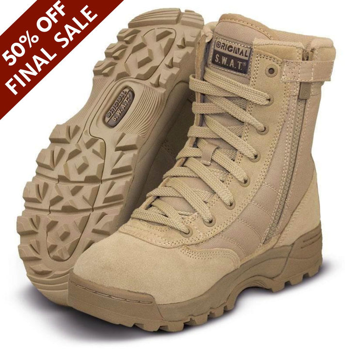 ORIGINAL S.W.A.T. Classic 9" Side Zipper Boot Size 7.5 Tan - 50% Off