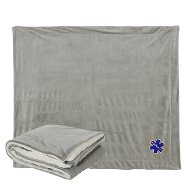 Grey Sherpa Blanket with EMS Star of Life Customized Embroidery