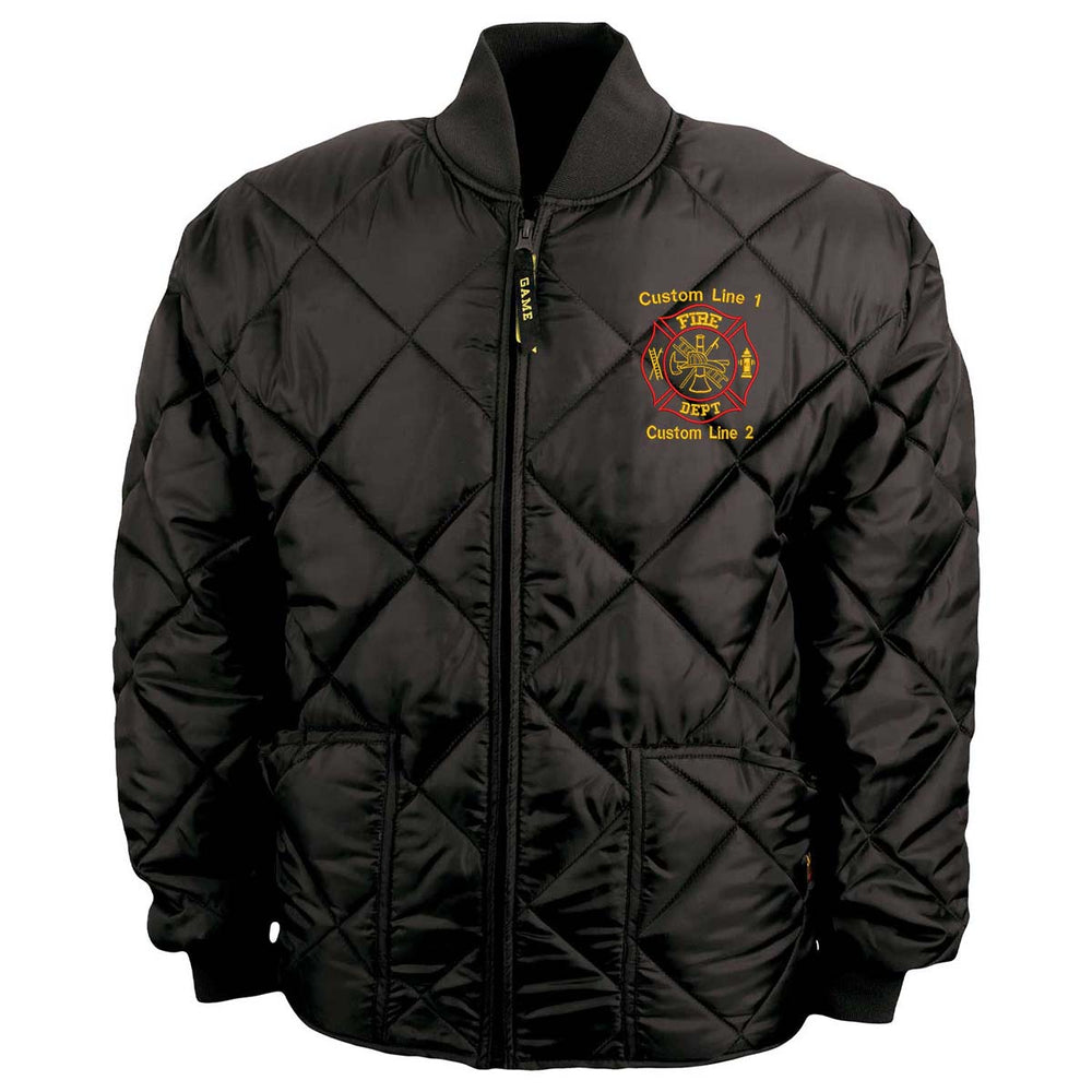Customized red gold Bravest jacket fire department firefighter