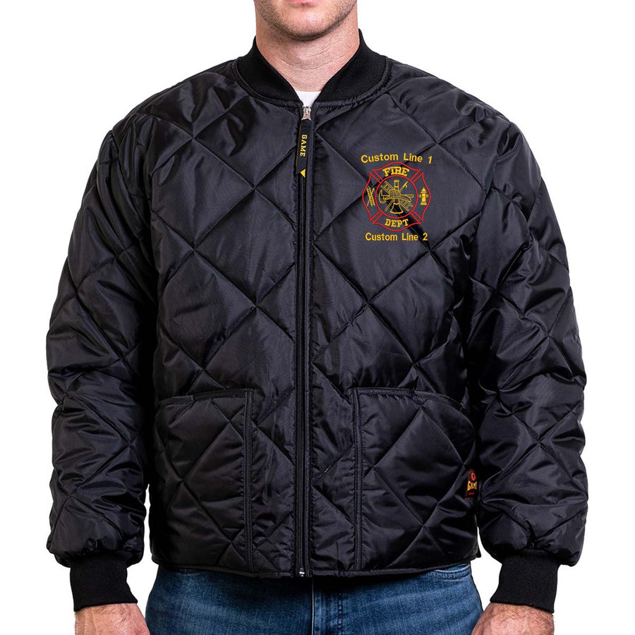 Red gold fire department Bravest jacket firefighter custom embroidery