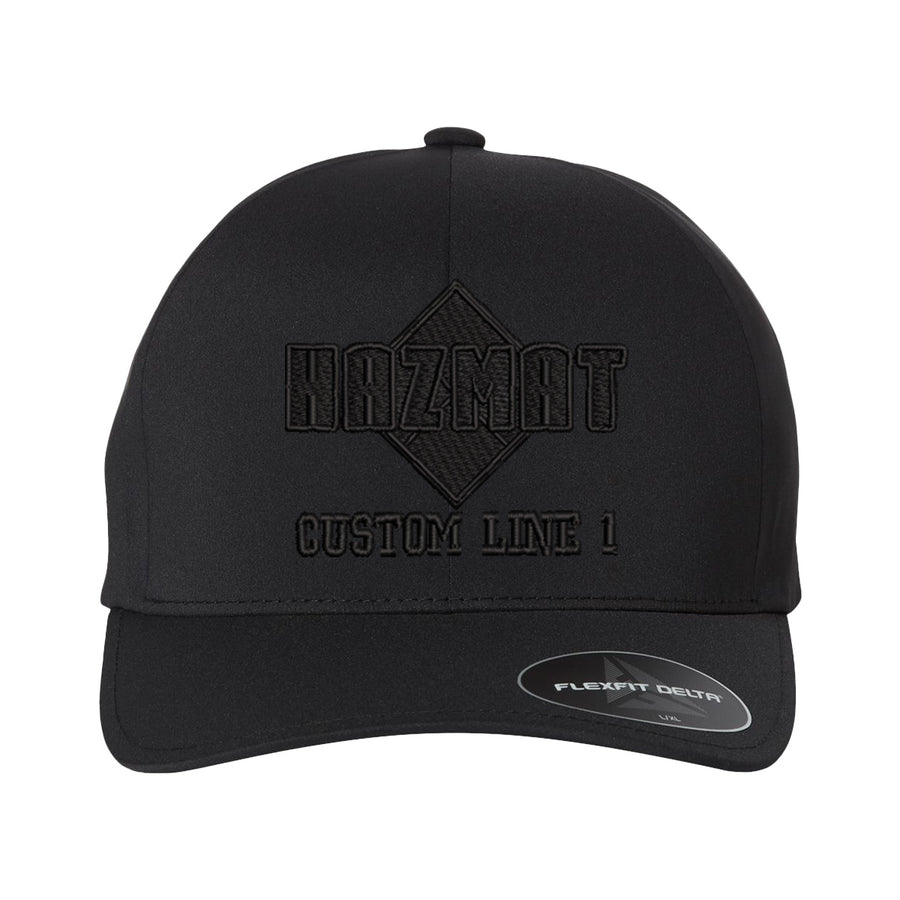 FlexFit blackout hat featuring custom Hazmat design for fire department