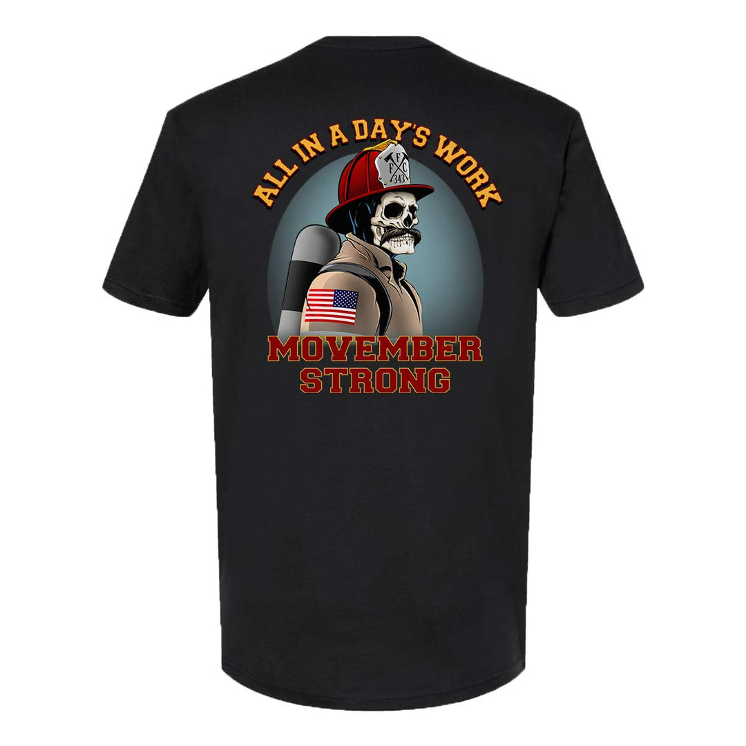 Premium t-shirt featuring a firefighter with a skull mask graphic.