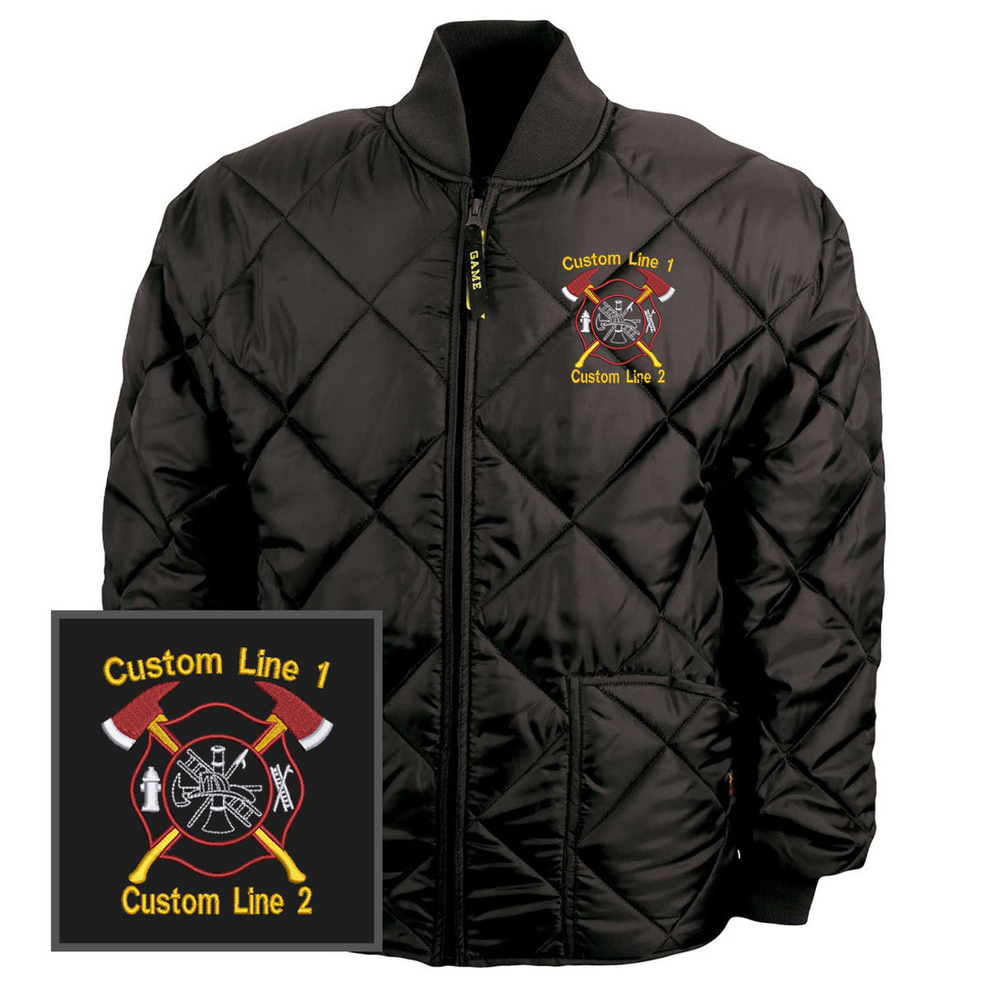 Black firefighter jacket with custom bravest logo