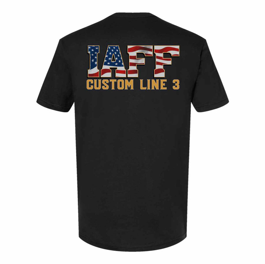 Customized USA Flag Maltese IAFF Premium T-Shirt honoring firefighters with a bold design.