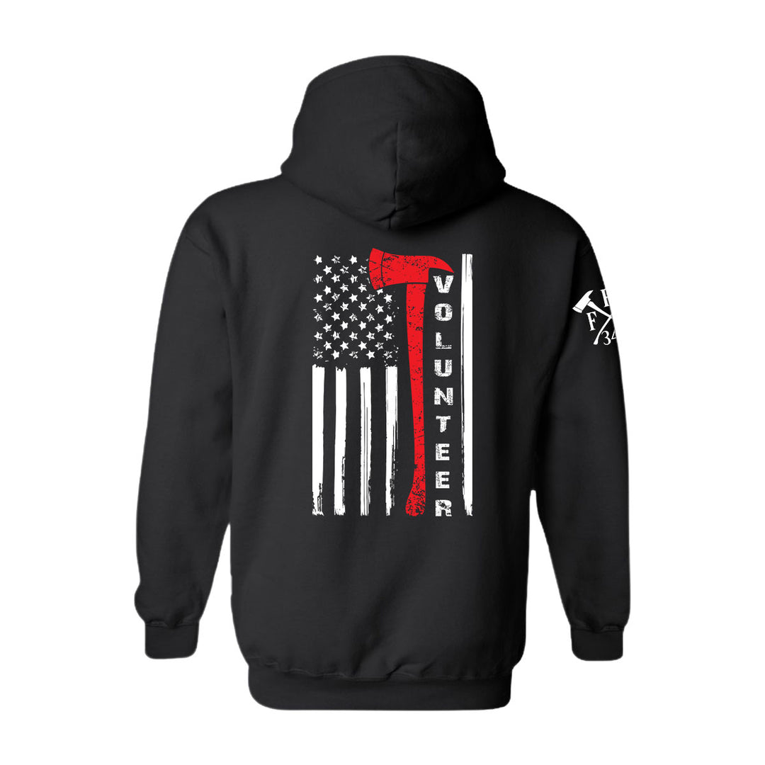 FFC 343 Flag Axe Volunteer Firefighter Hoodie