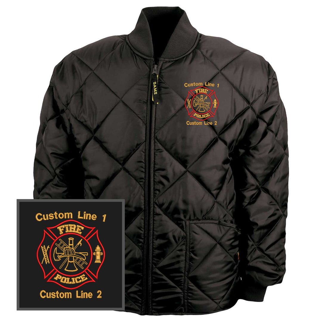 Black custom firefighter jacket with patch