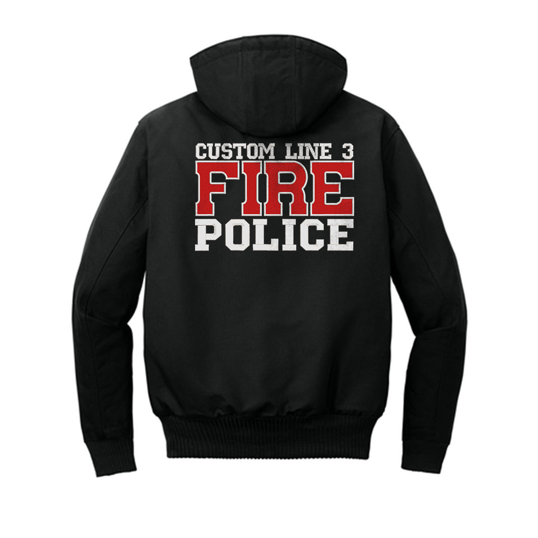 Customized Red and White Fire Police Carhartt® Quilted-Flannel Jacket