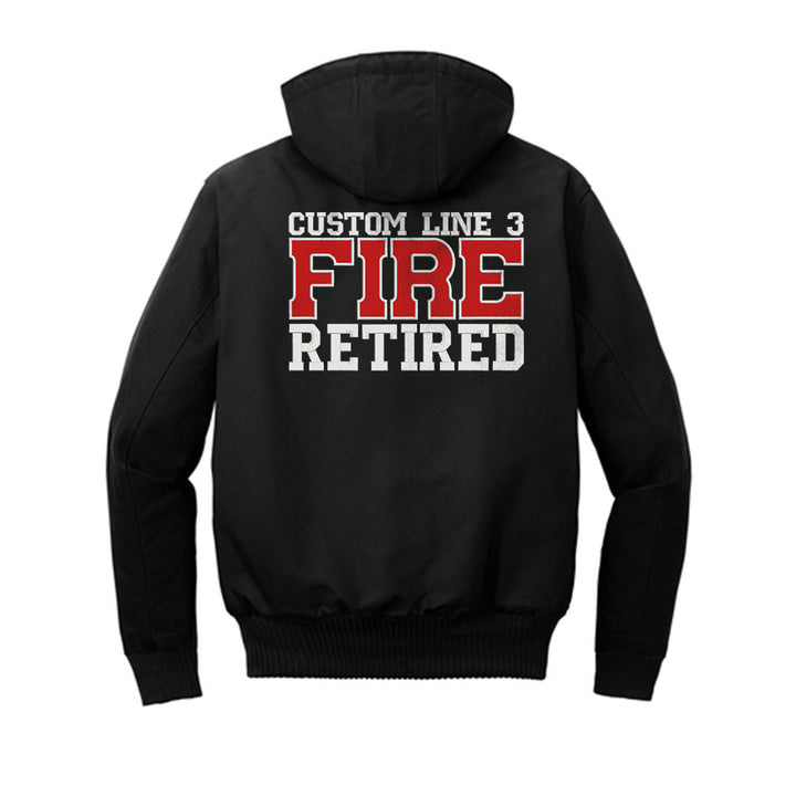 Customized Red and White Fire Retired Carhartt® Quilted-Flannel Jacket