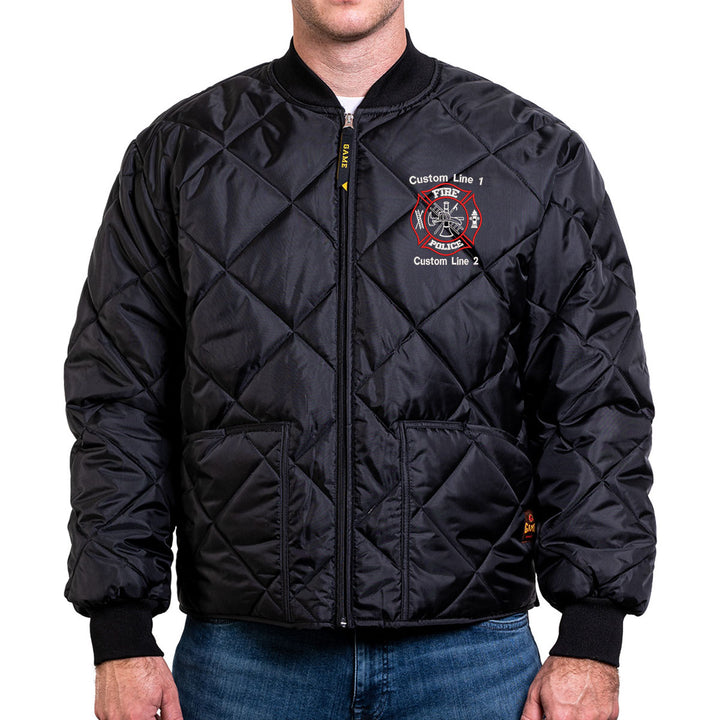 Customized Red and White Fire Police Bravest Jacket