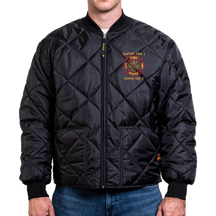 Customized Red and Gold Fire Police Bravest Jacket