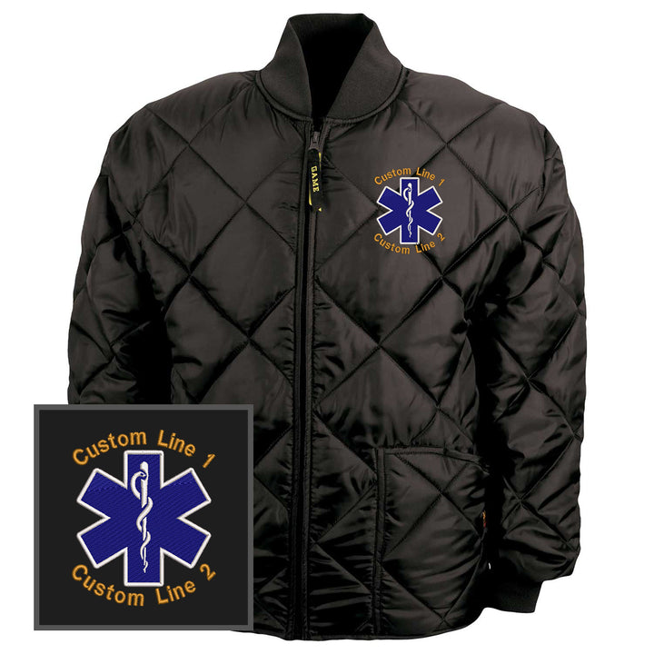 Black firefighter jacket personalized text