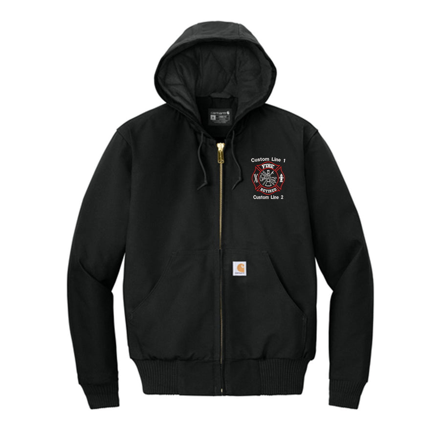 Red white Fire Retired Carhartt quilted-flannel jacket retired firefighter fire rescue NFPA