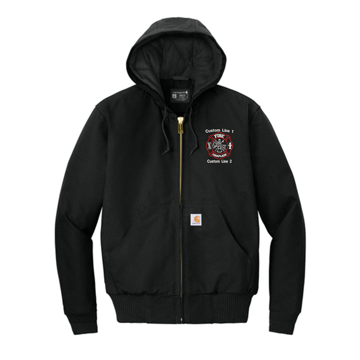 Customized Red and White Fire Chaplain Carhartt® Quilted-Flannel Jacket