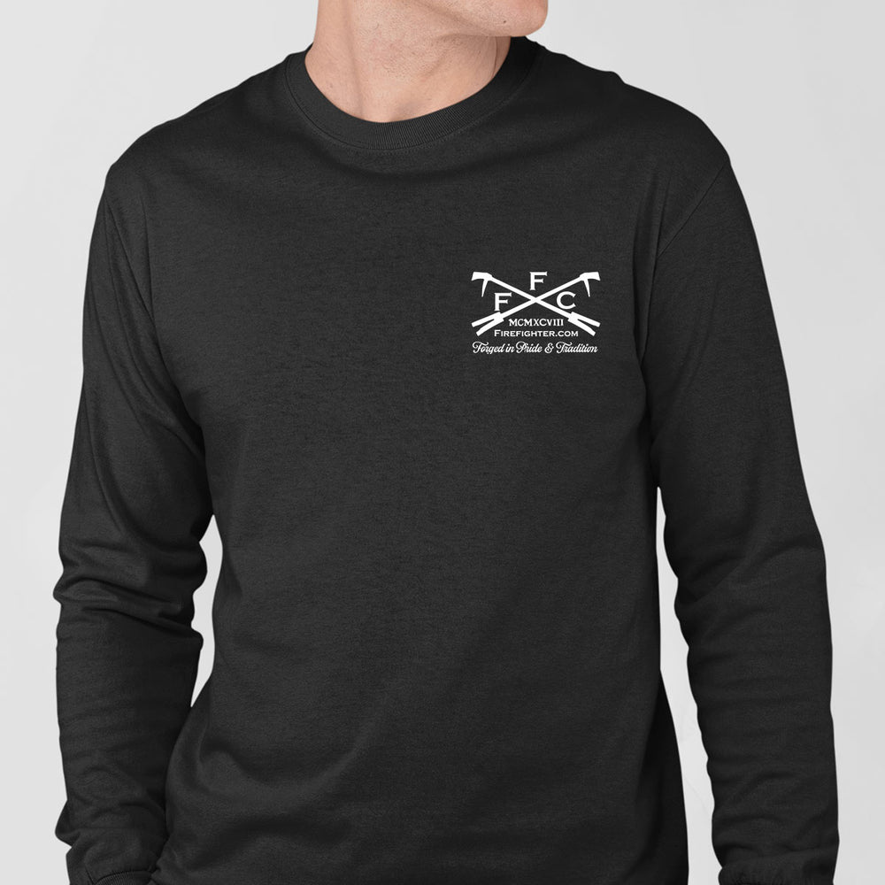 Firefighter long sleeve shirt with bold back design